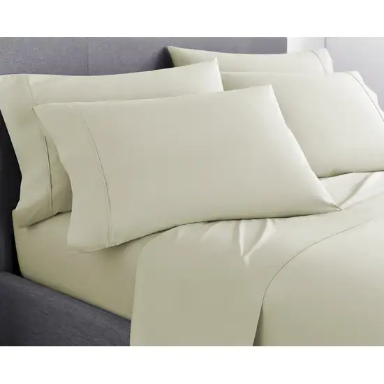 Six Piece Cream Microfiber Sheet Set Photo 4