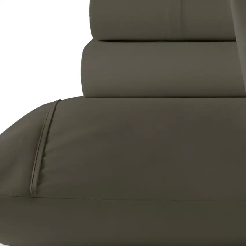 Six Piece Dark Gray Microfiber Queen Sheet Set Photo 3