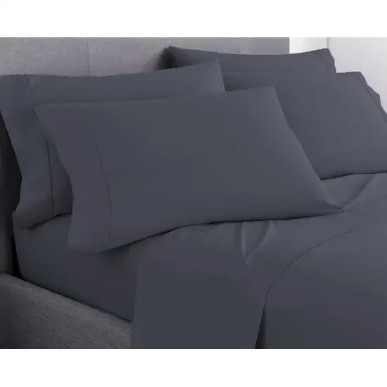 Six Piece Dark Gray Microfiber Queen Sheet Set Photo 6