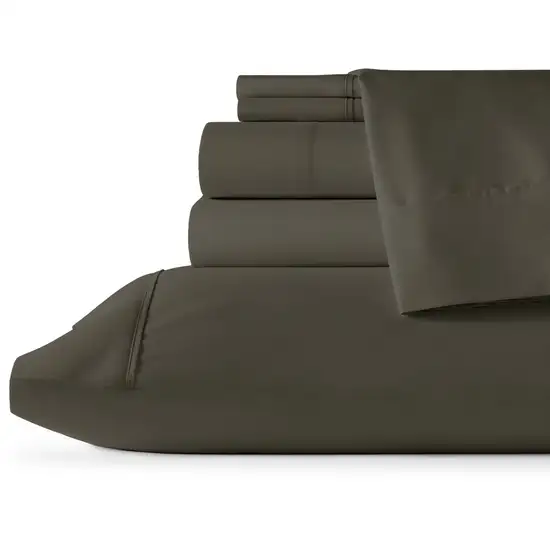 Six Piece Dark Gray Microfiber Queen Sheet Set Photo 2