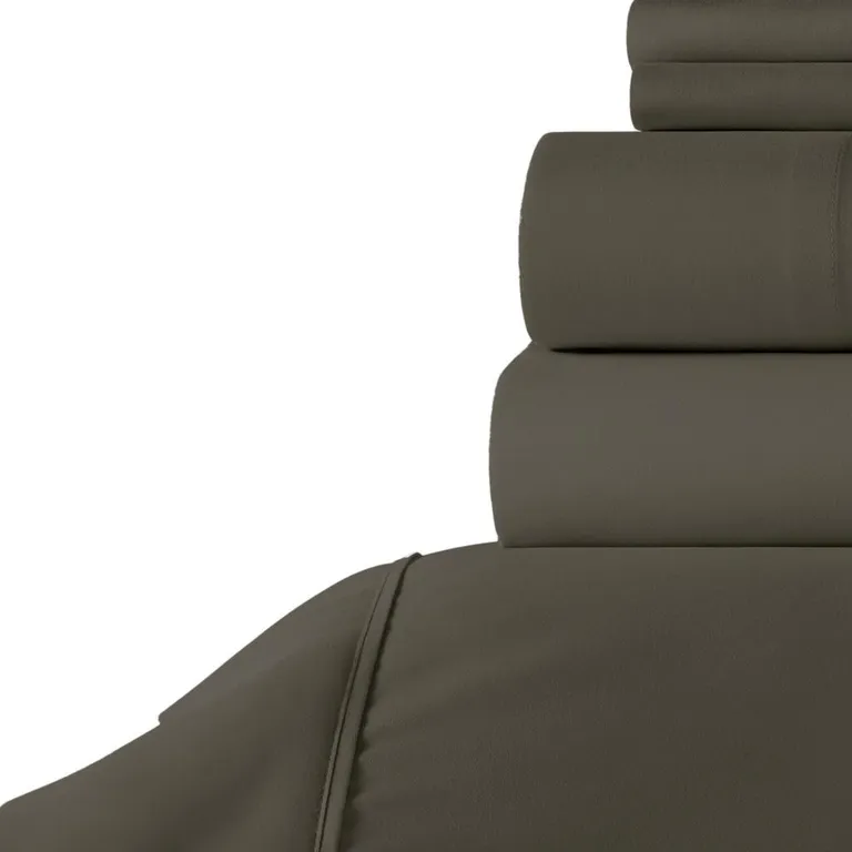 Six Piece Gray Microfiber King Sheet Set Photo 3