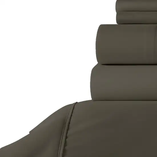 Six Piece Gray Microfiber King Sheet Set Photo 3