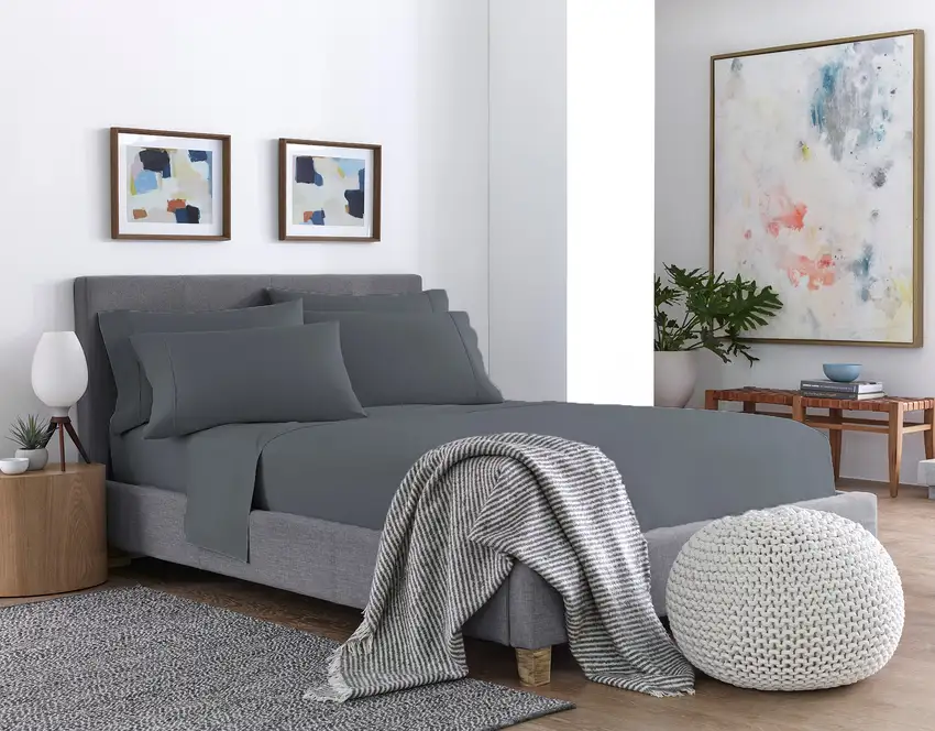 Six Piece Gray Microfiber King Sheet Set Photo 8