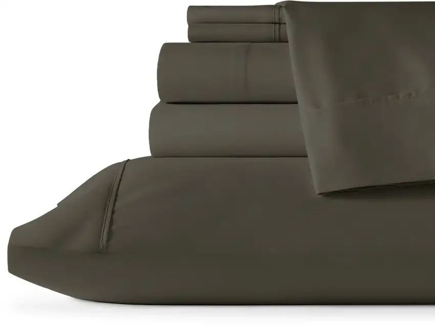 Six Piece Gray Microfiber King Sheet Set Photo 2