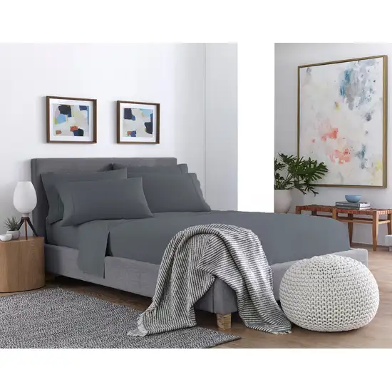 Six Piece Gray Microfiber Sheet Set Photo 6