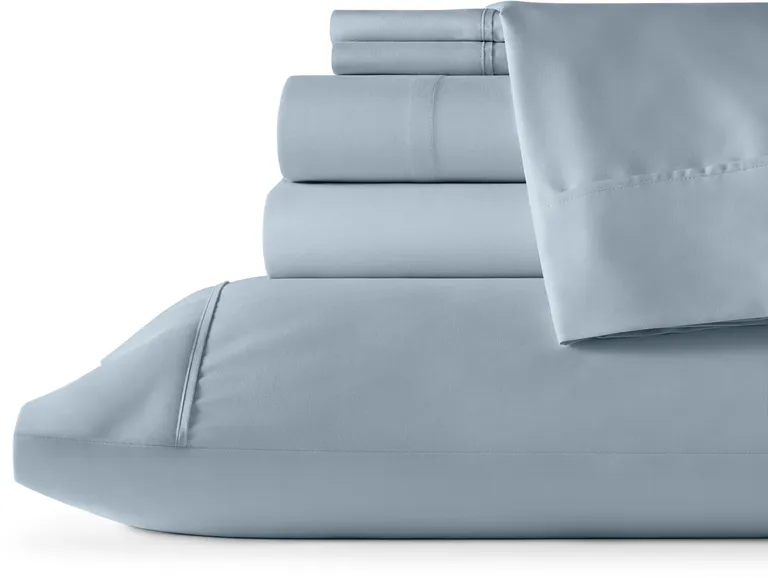 Six Piece Ice Blue Microfiber Sheet Set Photo 2
