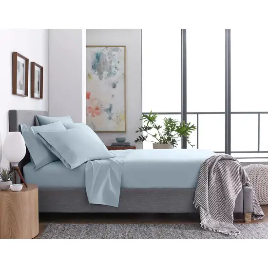 Six Piece Ice Blue Microfiber Sheet Set Photo 7