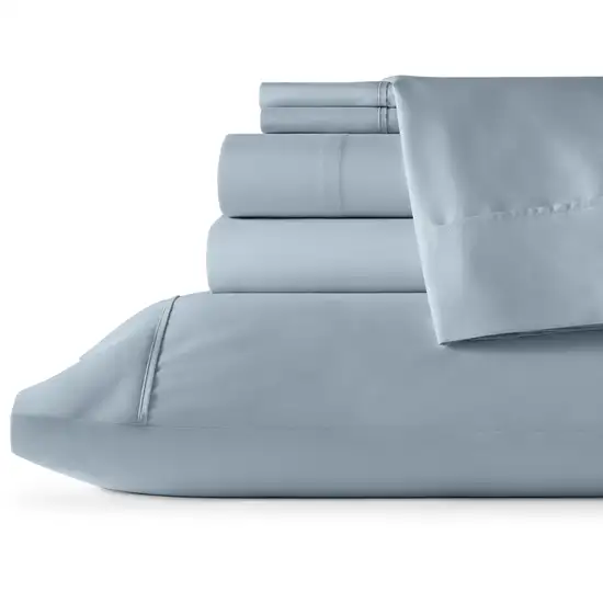 Six Piece Ice Blue Microfiber Sheet Set Photo 2