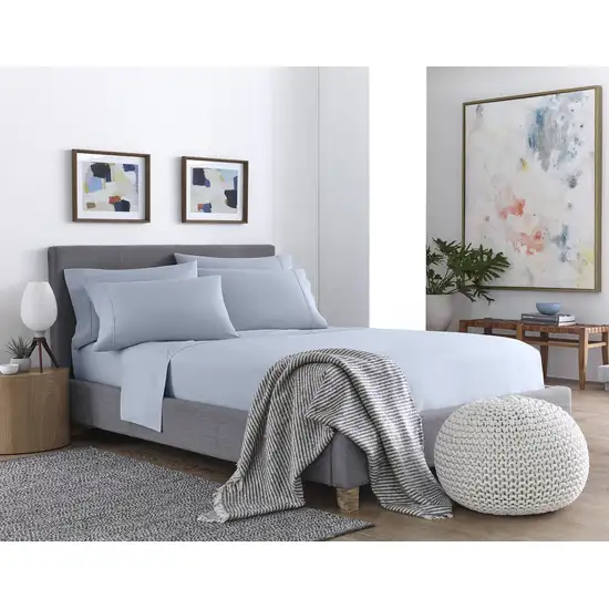 Six Piece Ice Blue Microfiber Sheet Set Photo 6