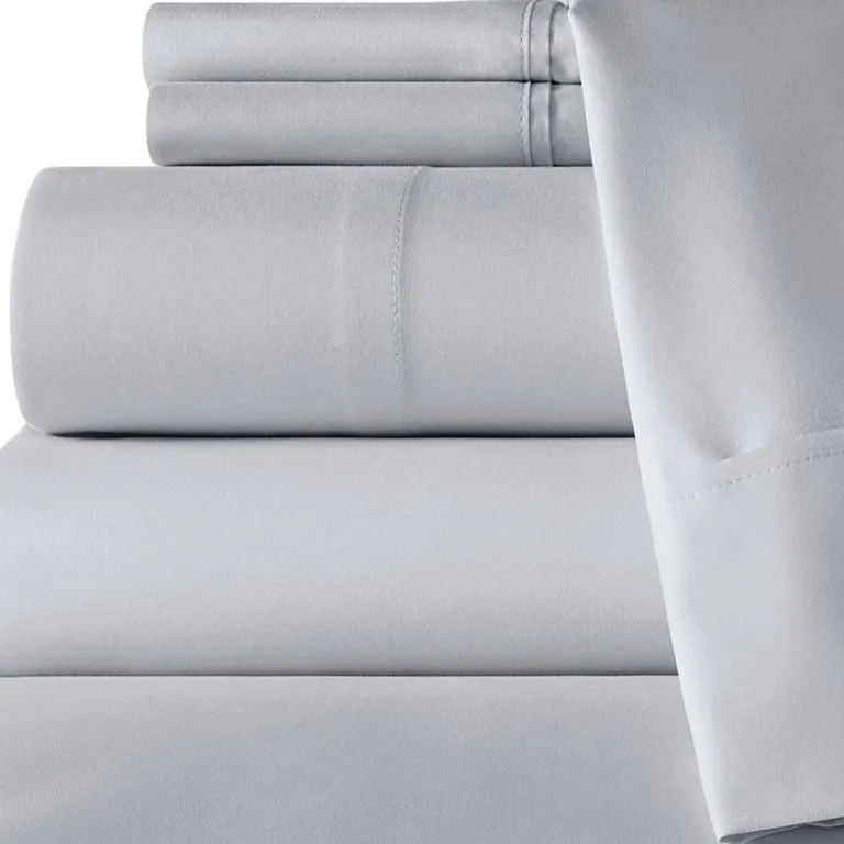 Six Piece Silver Microfiber King Sheet Set Photo 3