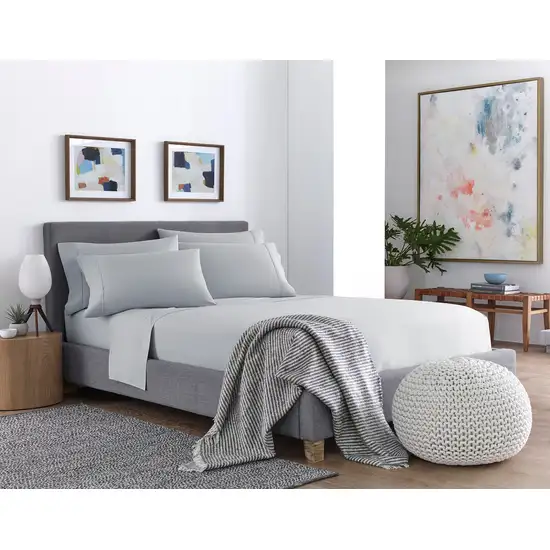 Six Piece Silver Microfiber King Sheet Set Photo 7