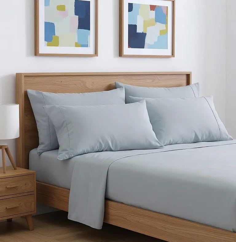 Six Piece Silver Microfiber Queen Sheet Set Photo 1