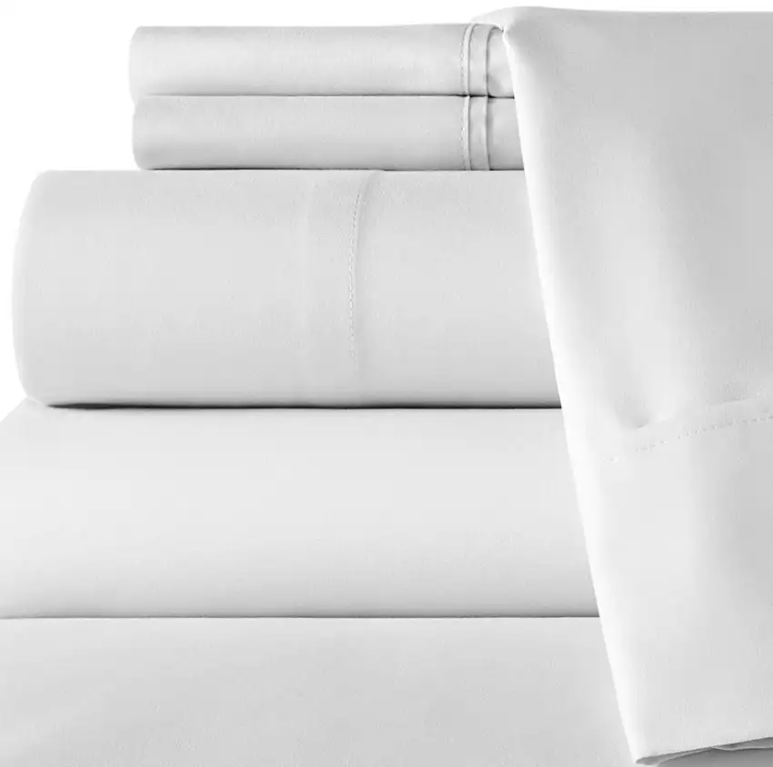 Six Piece White Queen Microfiber Sheet Set Photo 2