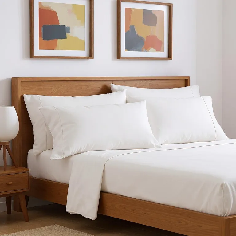 Six Piece White Queen Microfiber Sheet Set Photo 1