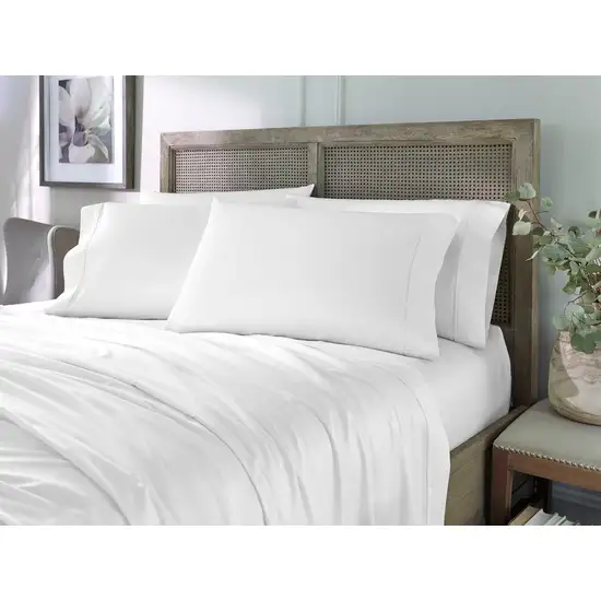 Six Piece White Tencel Lyocell Queen Sheet Set Photo 5