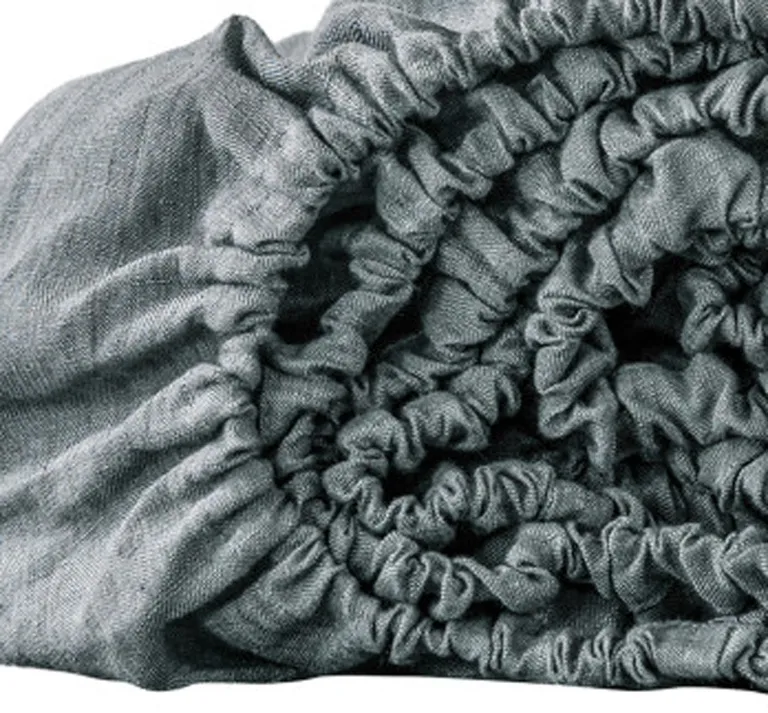 Slate Gray Linen California King Fitted Sheet Photo 3