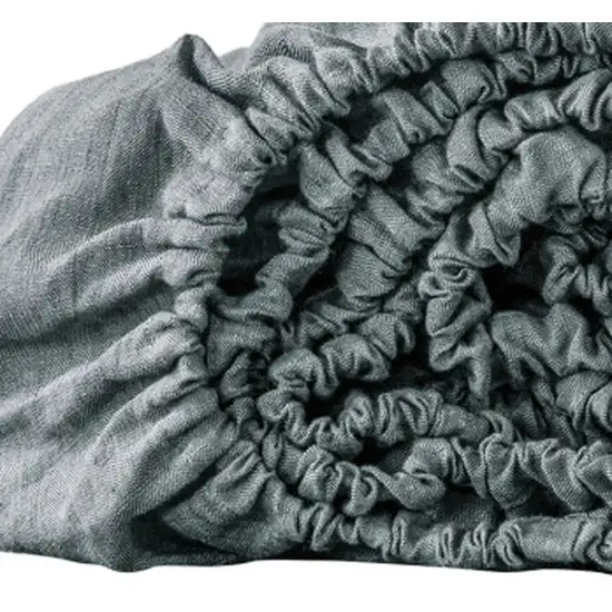 Slate Gray Linen California King Fitted Sheet Photo 3