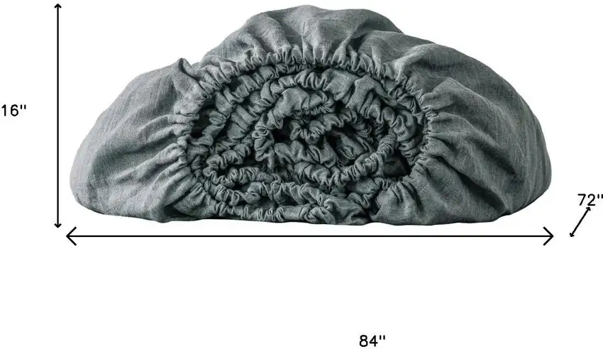 Slate Gray Linen California King Fitted Sheet Photo 6