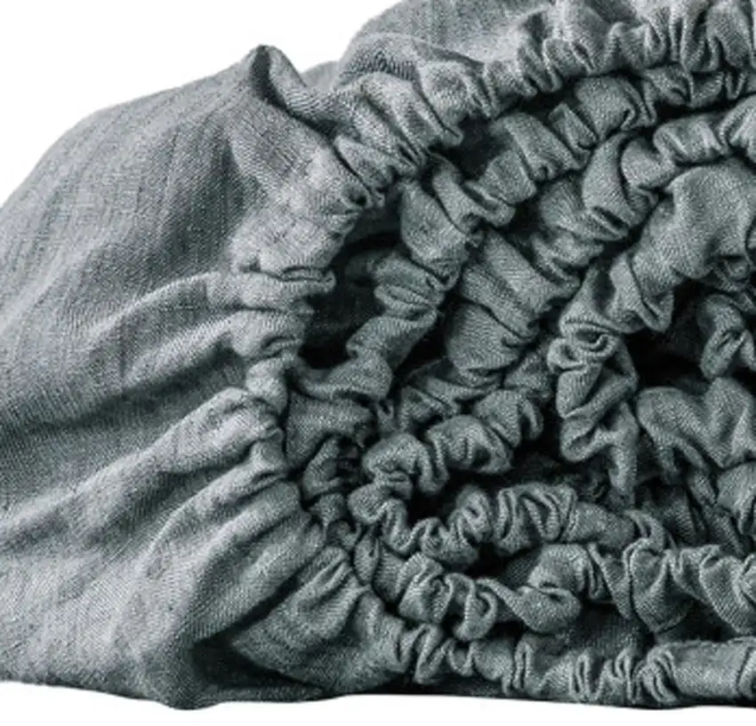 Slate Gray Linen California King Fitted Sheet Photo 4