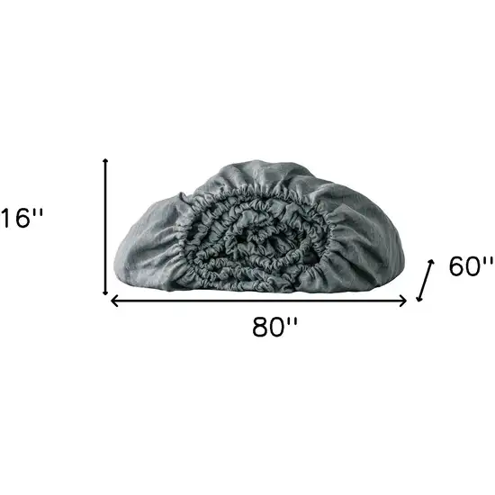 Slate Gray Linen  Fitted sheet Photo 4