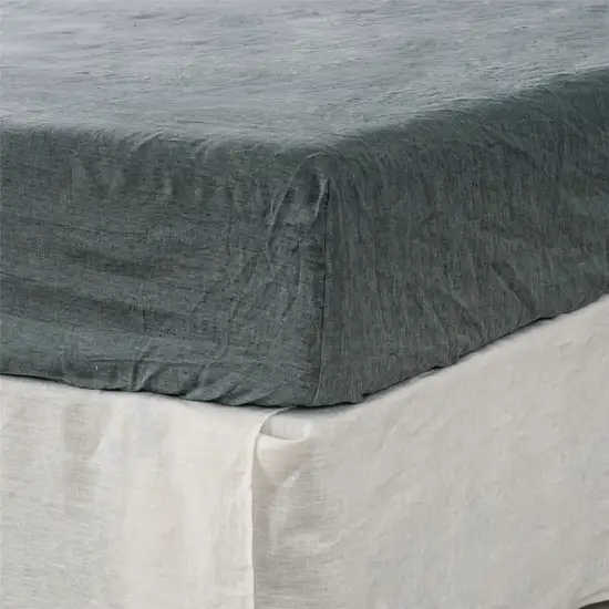 Slate Gray Linen Full Double Fitted sheet Photo 3