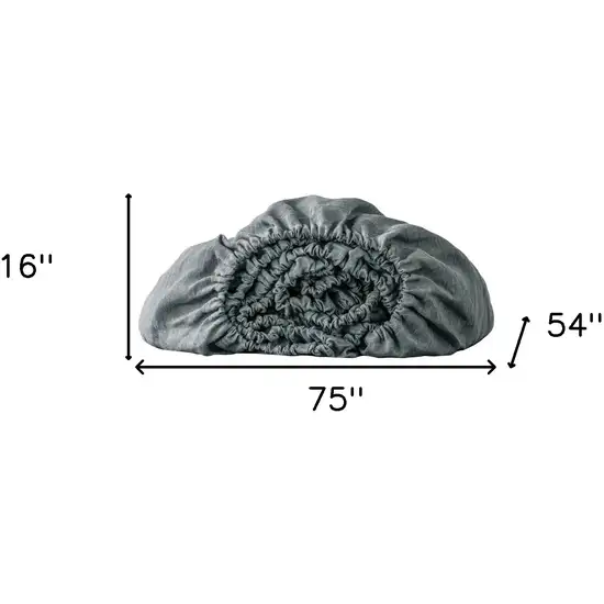 Slate Gray Linen Full Double Fitted sheet Photo 4