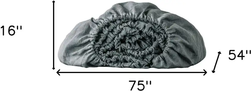 Slate Gray Linen Full Double Fitted sheet Photo 4