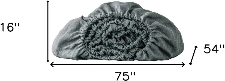 Slate Gray Linen Full Double Fitted sheet Photo 1