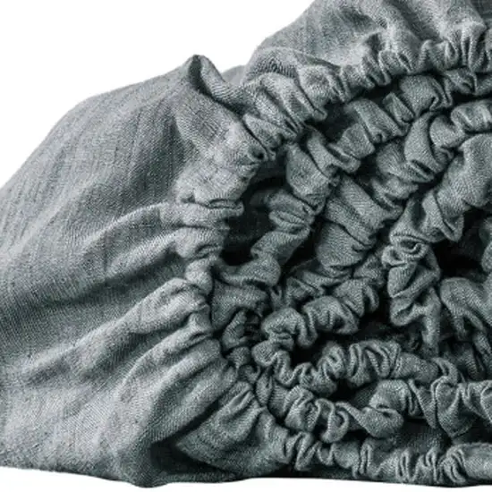 Slate Gray Linen King Fitted Sheet Photo 4