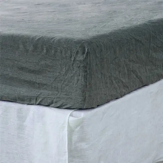 Slate Gray Linen King Fitted Sheet Photo 2