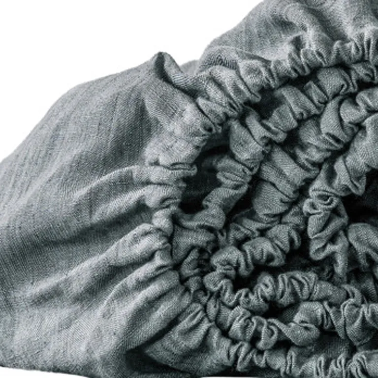 Slate Gray Linen Twin Fitted Sheet Photo 3