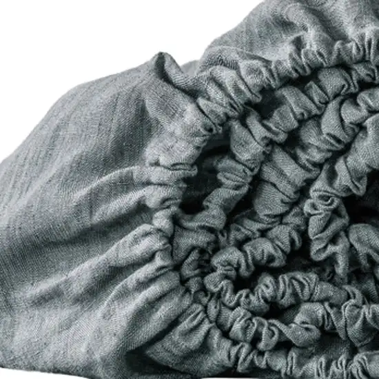 Slate Gray Linen Twin Fitted Sheet Photo 3