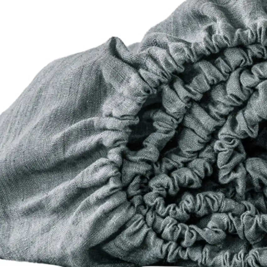 Slate Gray Linen Twin Fitted Sheet Photo 3