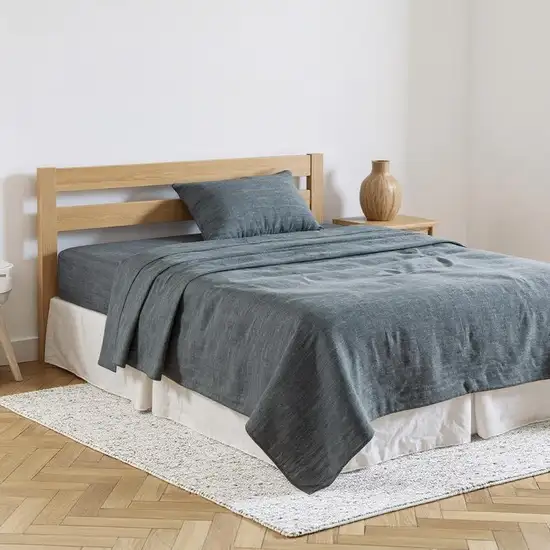 Slate Gray Linen Twin Flat Sheet Photo 2