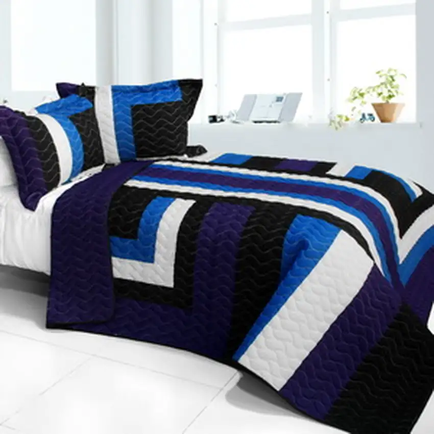 Slience Stream -  3PC Vermicelli - Quilted Patchwork Quilt Set (Full/Queen Size) Photo 2