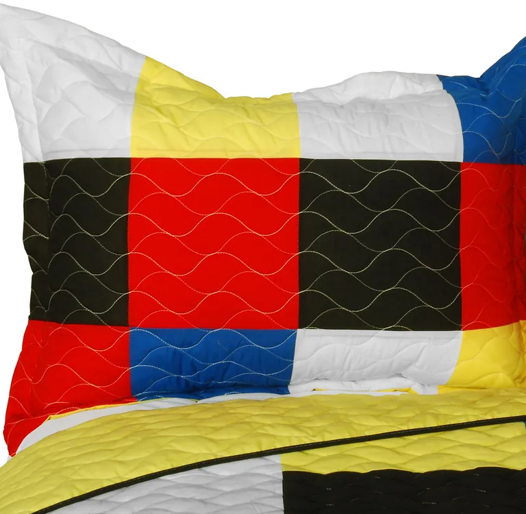 Smashing Patchword - A - Vermicelli-Quilted Patchwork Quilt Set Full/Queen Photo 2