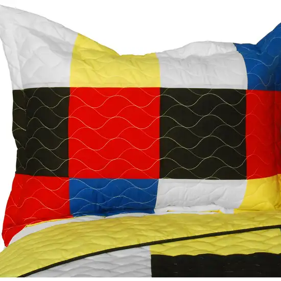 Smashing Patchword - A -  Vermicelli-Quilted Patchwork Quilt Set Full/Queen Photo 2