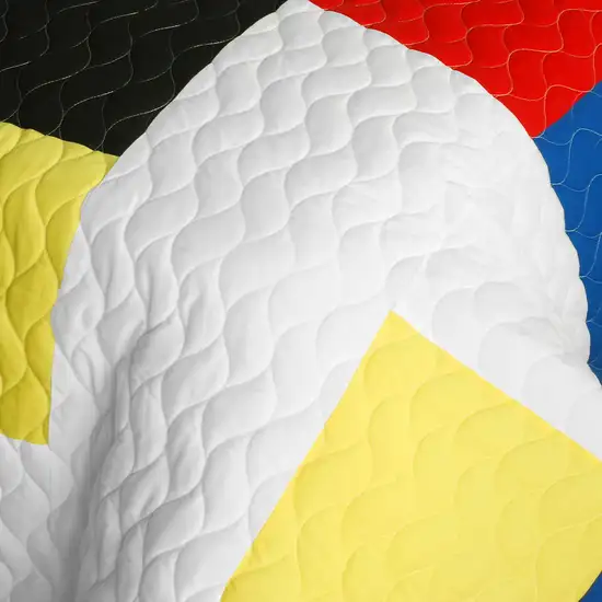Smashing Patchword - A -  Vermicelli-Quilted Patchwork Quilt Set Full/Queen Photo 4