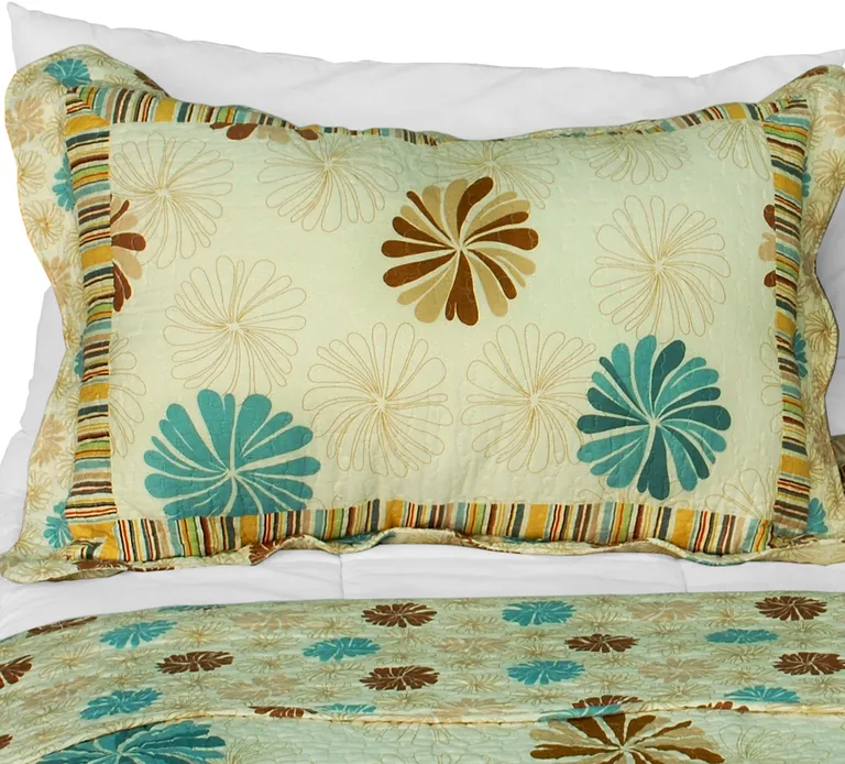 Snowflakes Fall - Cotton 3PC Vermicelli-Quilted Patchwork Quilt Set (Full/Queen Size) Photo 2