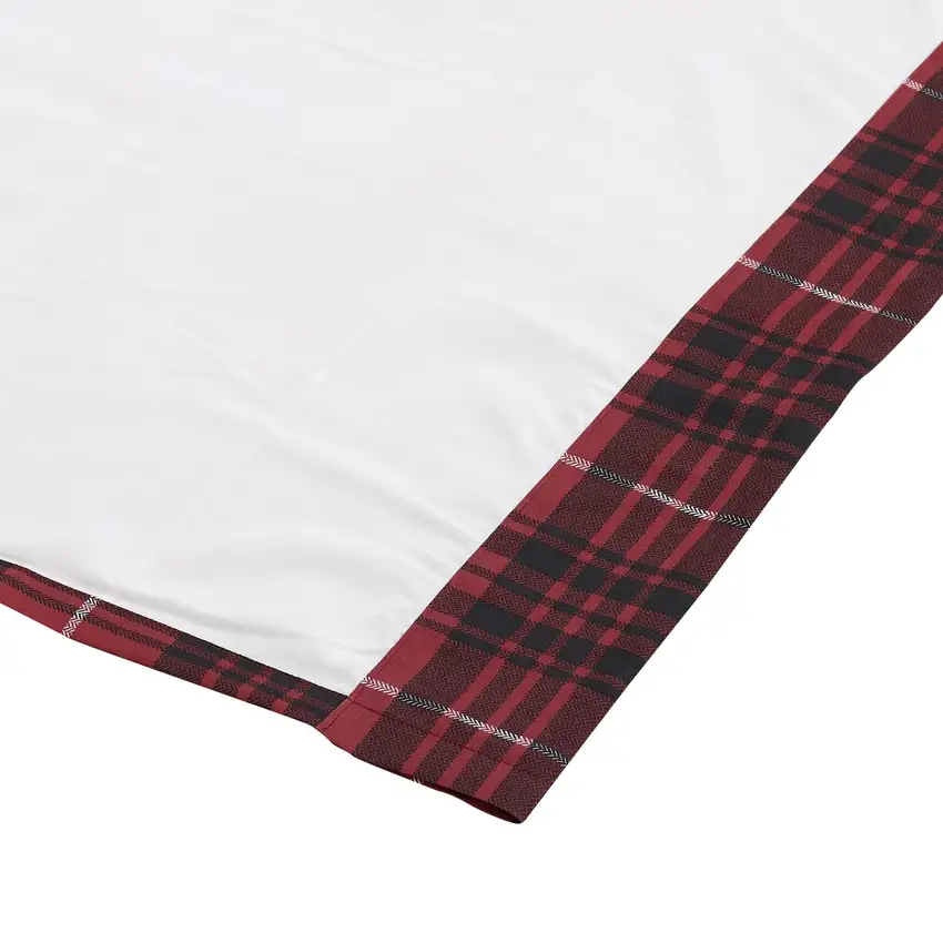Sofia 84 Inch Bear Panel Curtains, Poly Microfiber, Red and Black Plaid Photo 3