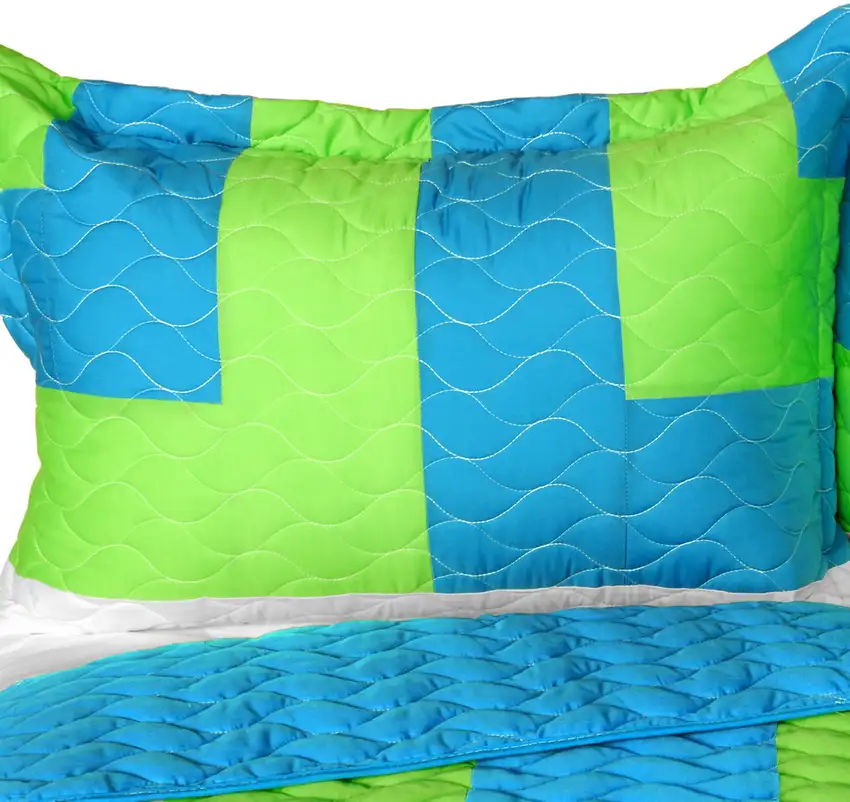 Sofia Jannok -  Vermicelli-Quilted Patchwork Geometric Quilt Set Full/Queen Photo 2