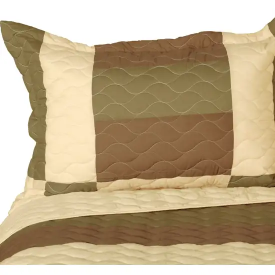 Solid Serenade -  3PC Vermicelli - Quilted Patchwork Quilt Set (Full/Queen Size) Photo 3
