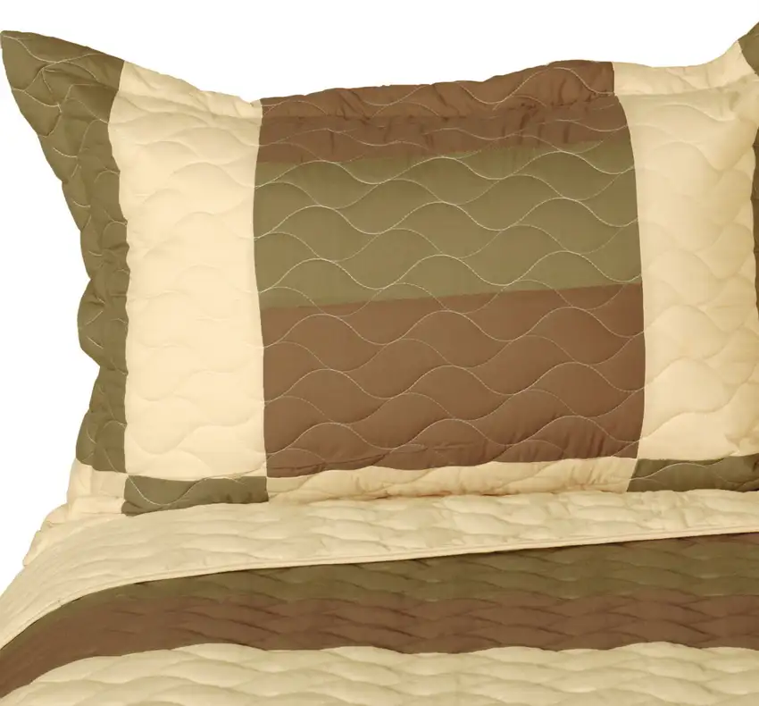 Solid Serenade -  3PC Vermicelli - Quilted Patchwork Quilt Set (Full/Queen Size) Photo 3