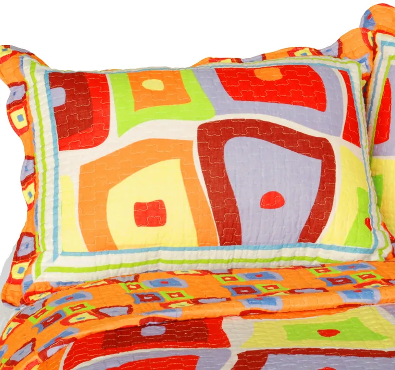 Sparks Fly - Cotton 3PC Vermicelli-Quilted Striped Printed Quilt Set (Full/Queen Size) Photo 2