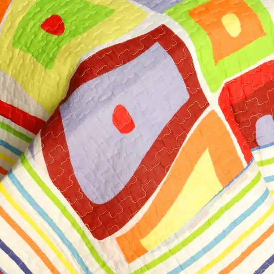Sparks Fly -  Cotton 3PC Vermicelli-Quilted Striped Printed Quilt Set (Full/Queen Size) Photo 5