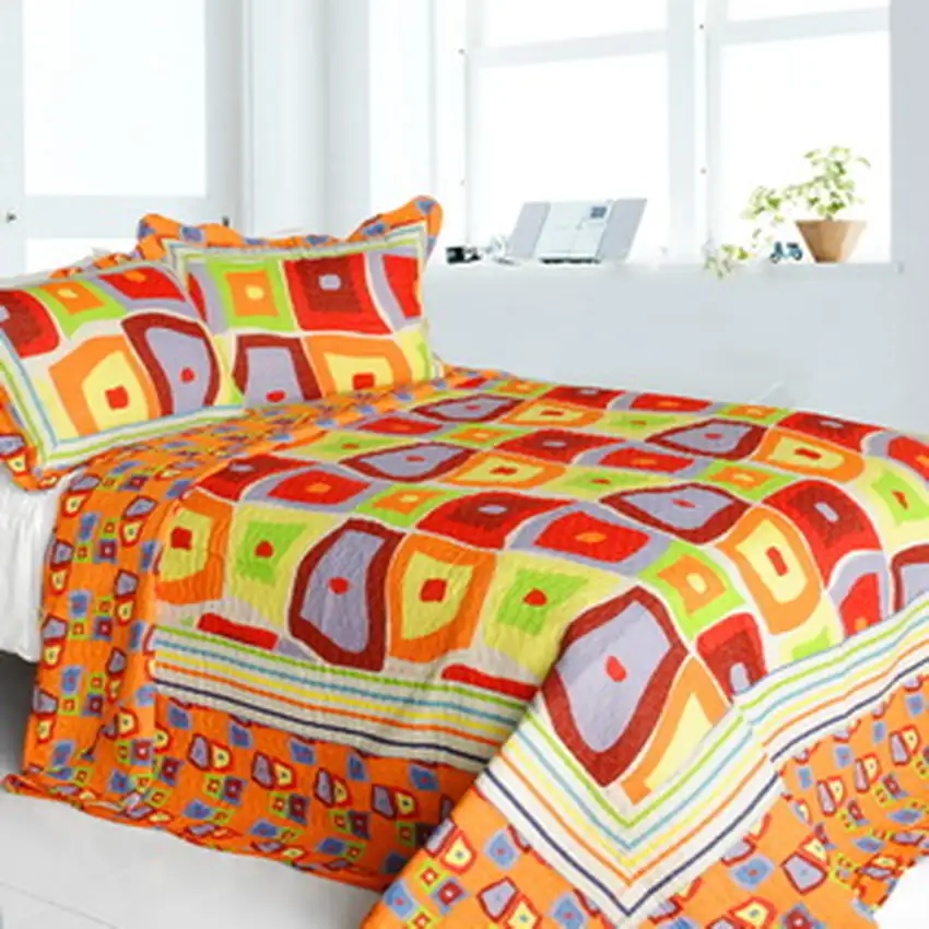 Sparks Fly -  Cotton 3PC Vermicelli-Quilted Striped Printed Quilt Set (Full/Queen Size) Photo 2