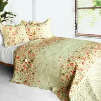 Photo of Splendid Beauty - 3PC Cotton Contained Vermicelli-Quilted Patchwork Quilt Set (Full/Queen Size)