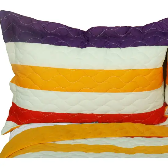 Spoken Word  -  3PC Vermicelli-Quilted Patchwork Quilt Set (Full/Queen Size) Photo 2