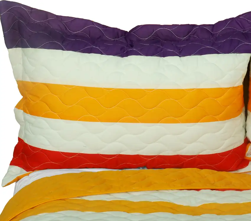 Spoken Word  -  3PC Vermicelli-Quilted Patchwork Quilt Set (Full/Queen Size) Photo 2