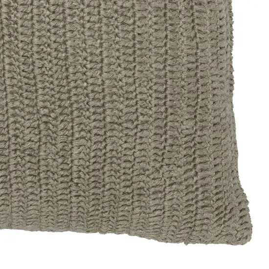Square Fabric Throw Pillow with Hand Knit Details and Knife Edges, Brown Photo 4